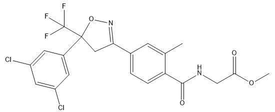 Methyl (4-(5-(3,5-dichlorophenyl)-5-(trifluoromethyl)-4,5-dihydroisoxazol-3-yl)-2-methylbenzoyl)glycinate Chemical Structure