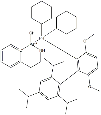 Chloro[2-(dicyclohexylphosphino)-3,6-dimethoxy-2'-4'-6'-triisopropyl-1,1'-biphenyl][2-(2-aminoethyl)phenyl]palladium(II) Chemical Structure
