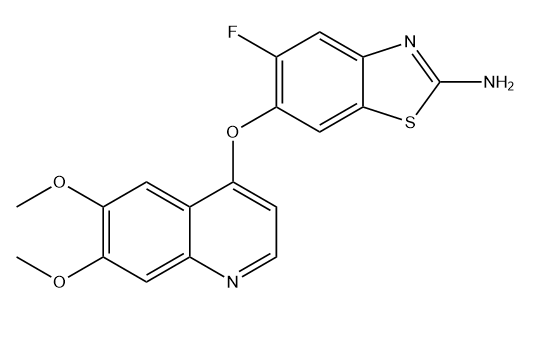 2-Benzo[d]thiazolamine,6-[(6,7-dimethoxy-4-quinolinyl)oxy]-5-fluoro- Chemical Structure
