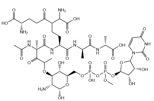 Udp-N-acetylmuramic acid pentapeptide 结构式