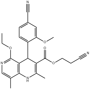 2-Cyanoethyl 4-(4-cyano-2-methoxyphenyl)-5-ethoxy-2,8-dimethyl-1,4-dihydro-1,6-naphthyridine-3-carboxylate Chemical Structure 2-Cyanoethyl 4-(4-cyano-2-methoxyphenyl)-5-ethoxy-2,8-dimethyl-1,4-dihydro-1,6-naphthyridine-3-carboxylate Chemical Structure