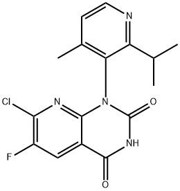 7-Chloro-6-fluoro-1-(2-isopropyl-4-methyl-3-pyridyl)pyrido[2,3-d]pyrimidine-2,4(1H,3H)-dione 结构式