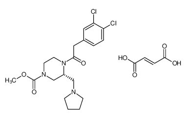 (R)-Methyl 4-(2-(3,4-dichlorophenyl)acetyl)-3-(pyrrolidin-1-ylmethyl)piperazine-1-carboxylate fumarate 结构式 (R)-Methyl 4-(2-(3,4-dichlorophenyl)acetyl)-3-(pyrrolidin-1-ylmethyl)piperazine-1-carboxylate fumarate 结构式