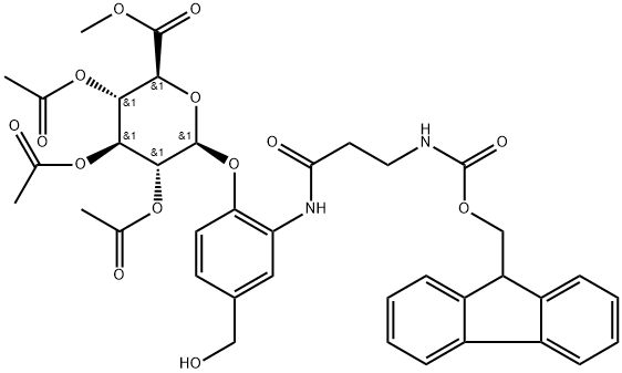 Me-triacetyl-β-D-glucopyranuronate-Ph-CH2OH-Fmoc 结构式