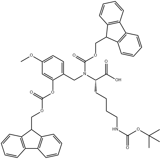 Fmoc-[Fmoc-Hmb]-Lys(Boc)-OH Chemical Structure