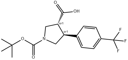 (3S,4R)-1-(tert-butoxycarbonyl)-4-(4-(trifluoromethyl)phenyl)pyrrolidine-3-carboxylic acid Chemical Structure