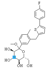 D-Glucopyranoside, Methyl 1-C-[3-[[5-(4-fluorophenyl)-2-thienyl]Methyl]-4-Methylphenyl]- 结构式