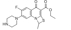Ethyl 6-fluoro-1-methyl-4-oxo-7-(1-piprazinyl)-4H-[1,3]thiazeto[3,2-a]quinoline-3-carboxylate 结构式