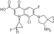 7-[(4S)-4-Amino-6-azaspiro[2.4]heptan-6-yl]-8-chloro-6-fluoro-1-[(1R,2S)-2-fluorocyclopropyl]-4-oxoquinoline-3-carboxylic acid Chemical Structure