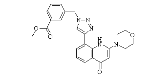 Methyl 3-((4-(2-morpholino-4-oxo-1,4-dihydroquinolin-8-yl)-1H-1,2,3-triazol-1-yl)methyl)benzoate Chemical Structure