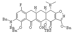 (4aS,11aR,12aS,13S)-3,7-bis(benzyloxy)-4a-(tert-butyldimethylsilyloxy)-8-(dibenzylamino)-13-(dimethylamino)-10-fluoro-5-hydroxy-11a,12,12a,13-tetrahyd Chemical Structure