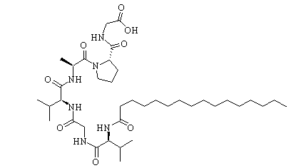 Lipopeptide (pal-Val-Gly-Val-Ala-Pro-Gly-OH) 结构式