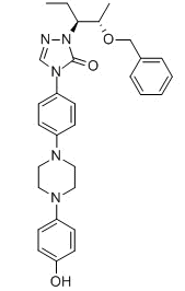 2-[(1S,2S)-1-ethyl-2-bezyloxypropyl]-2,4-dihydro-4-[4-[4-(4-hydroxyphenyl)-1-piperazinyl]phenyl]- 3H-1,2,4-Triazol-3-one 结构式