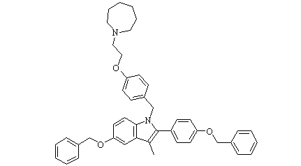 1-[4-(2-azepan-1-yl-ethoxy)-benzyl]-5-benzyloxy-2-(4-benzyloxy-phenyl)-3-methyl-1h-indole 结构式
