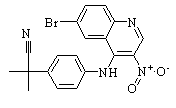 2-[4-[(6-Bromo-3-nitroquinolin-4-yl)amino]phenyl]-2-methylpropionitrile 结构式